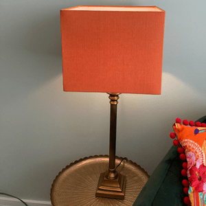 Orange Square Lampshade on Grey Background for table lamps and floor lamps.