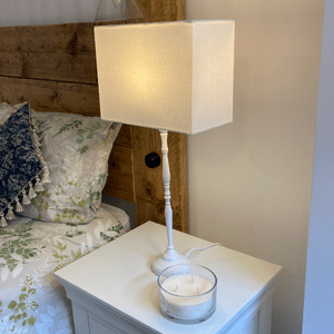 Cream Rectangle Bedside Table Lampshades