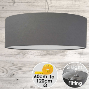 Extra Large Grey Drum Pendant Lampshade