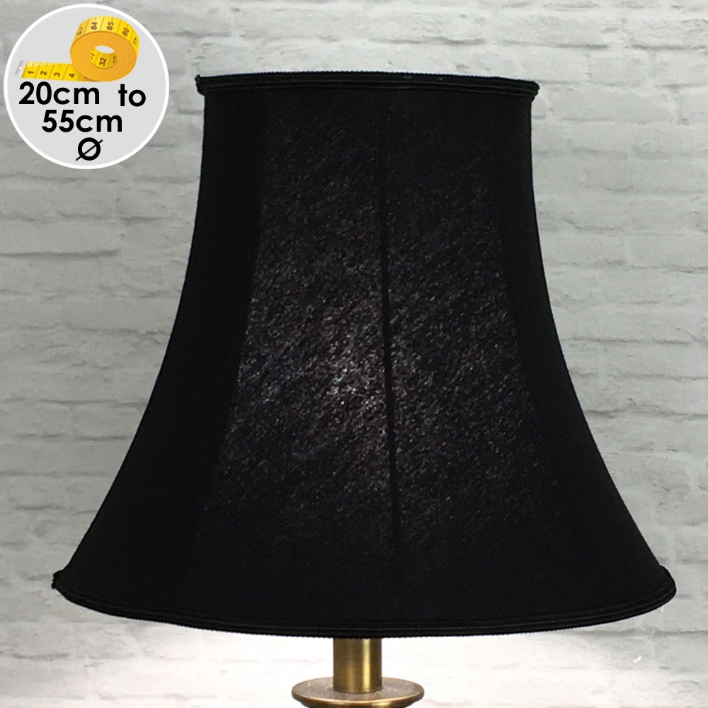 A Retro Bell shaped lampshade in a Black coloured Brushed Cotton with matching Black Trim