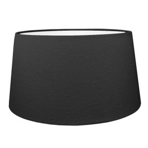 Black french drum style lampshade shown with the white lining option