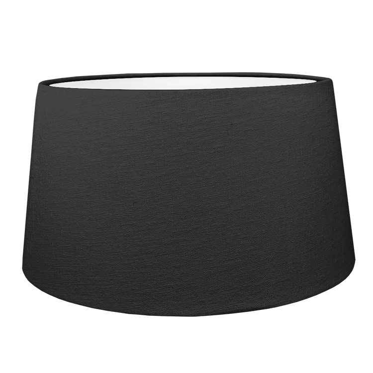 Black french drum style lampshade shown with the white lining option