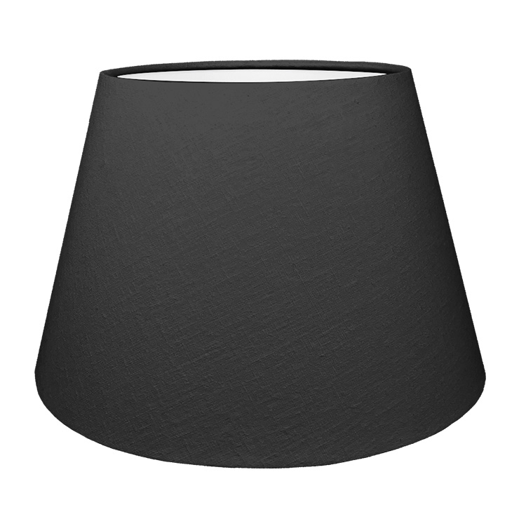 A Black tapered lampshade with white lining