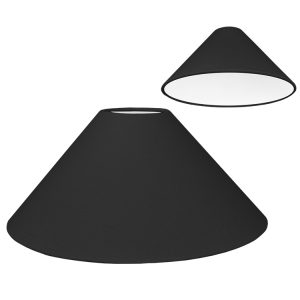 Black coolie lampshade shown with standard white PVC lining option