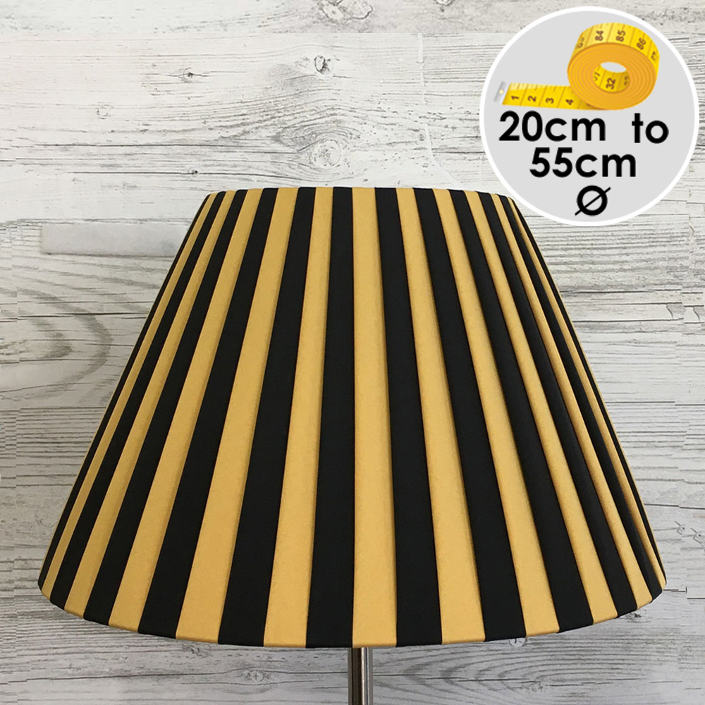 Pleated Empire Lampshade in Black and Gold Stripe.