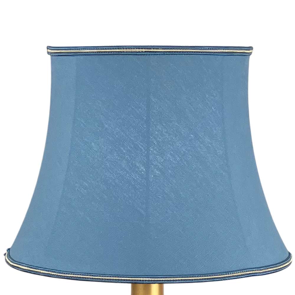 Blue brushed cotton bowed drum lampshade with soft textured finish