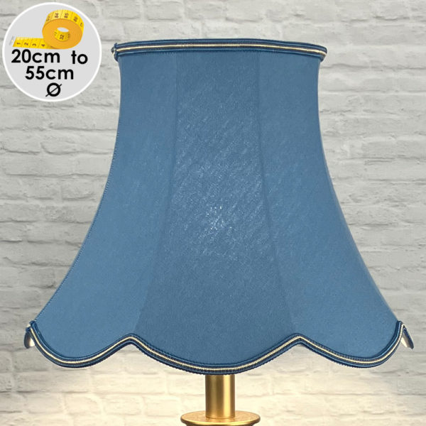 Blue Scalloped Lampshade on a Table lamp