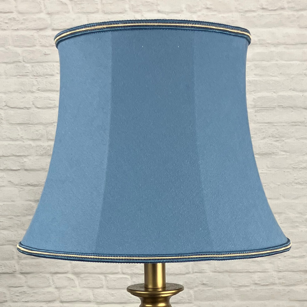 Blue Bowed Drum Lampshade shown switched off