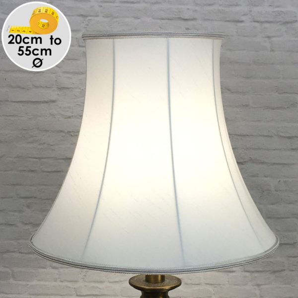 A Retro Bell shaped lampshade in Natural coloured Faux Silk with matching trim