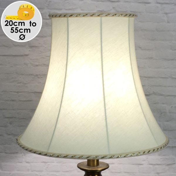 Traditional Cream Brushed Cotton Bowed Empire Lampshade with a twisted Oyster and Metallic gold Rope trim for all Table, Floor and Standard Lamps