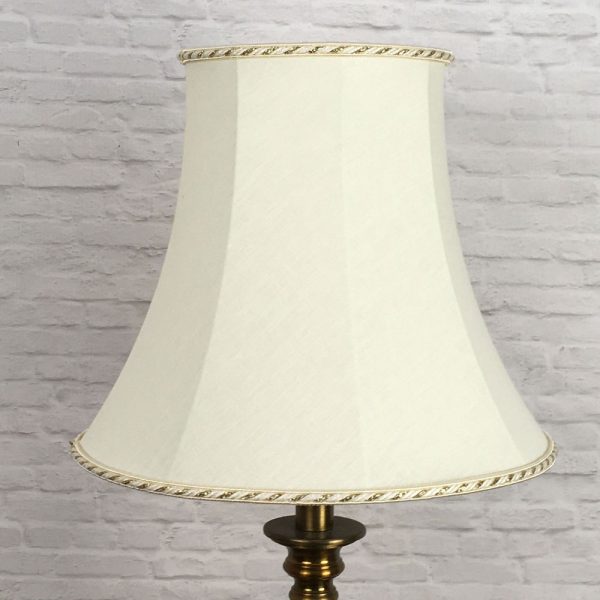 Traditional Cream Brushed Cotton Bowed Empire Lampshade with a Twisted Oyster and Gold Rope trim for all Table, Floor and Standard Lamps, switched off