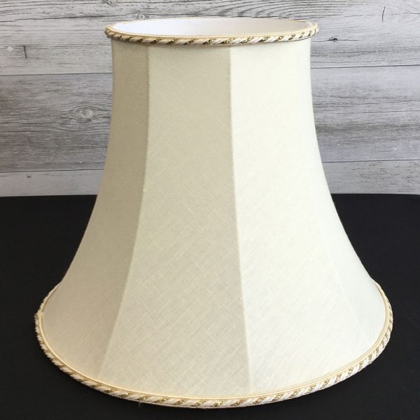 Traditional Bowed Empire in Cream Brushed Cotton Linen with a Twisted Oyster and Metallic Gold Rope Trim. Showing the soft white interior lining.