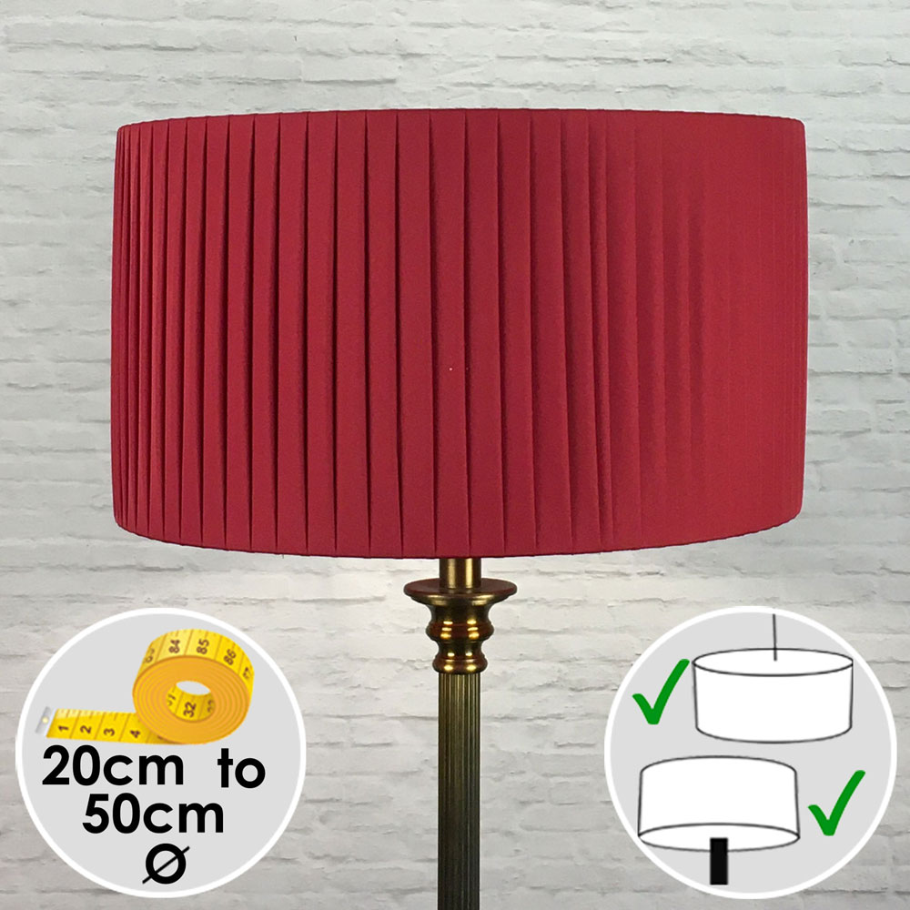 Pleated Drum Lampshade in Burgundy Ribbon. Switched On