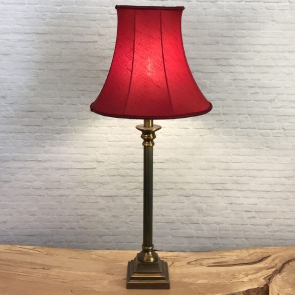 Retro Bell Shaped Bowed Empire in a Burgundy Faux Silk with a Matching Burgundy Rope Braid. Switched On. Suitable for all Table, Floor and Standard Lamps