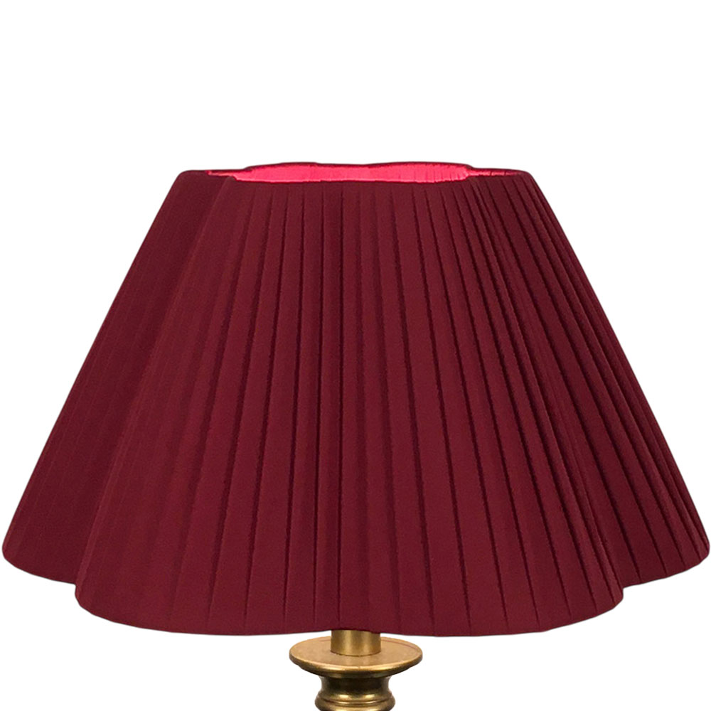 Burgundy ribbon wrap daisy pleated lampshade handmade in Devon