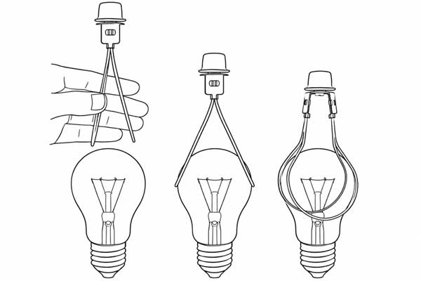 Clip On Lampshade Fitting for a GLS Bulb Diagram showing how a clip on lampshade fitting attaches to a standard GLS bulb
