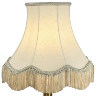 scalloped bowed empire lampshade in cream brushed cotton with cream rope and fringe