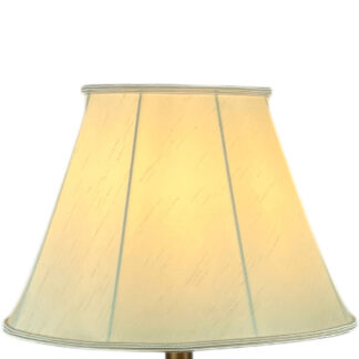 Illuminated cream faux silk empire lampshade with oyster soutache trim