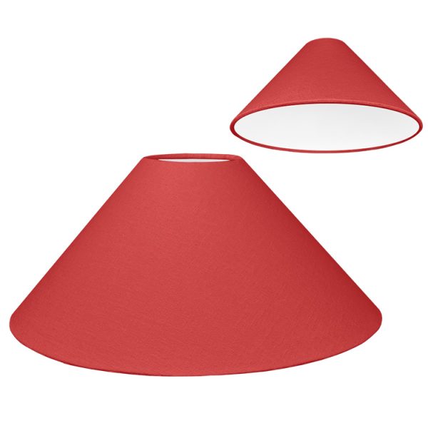 Stunning Red coolie lampshade shown with standard white PVC lining option