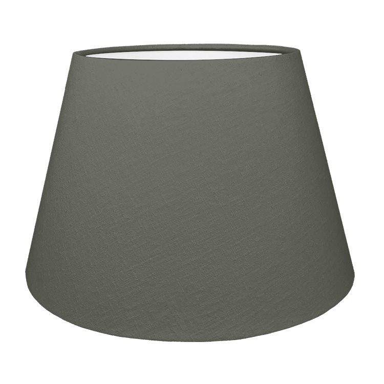 A Charcoal tapered lampshade with white lining