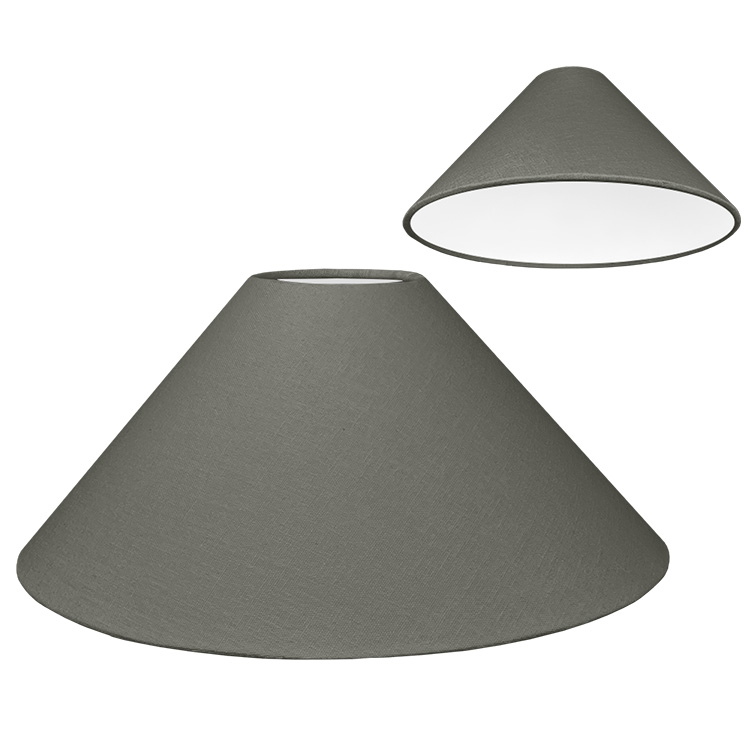 Charcoal coolie lampshade shown with standard white PVC lining option