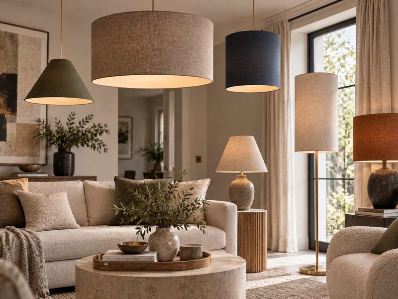 Contemporary-Lampshades Contemporary Lampshades Showing table, floor and pendant contemporary shapes