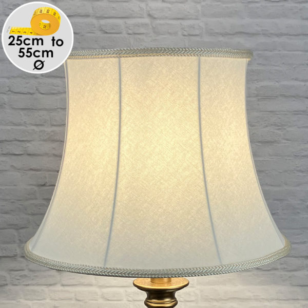 Traditional Cream Bowed Drum Lampshade with a matching Cream Rope Trim for Floor Lamp