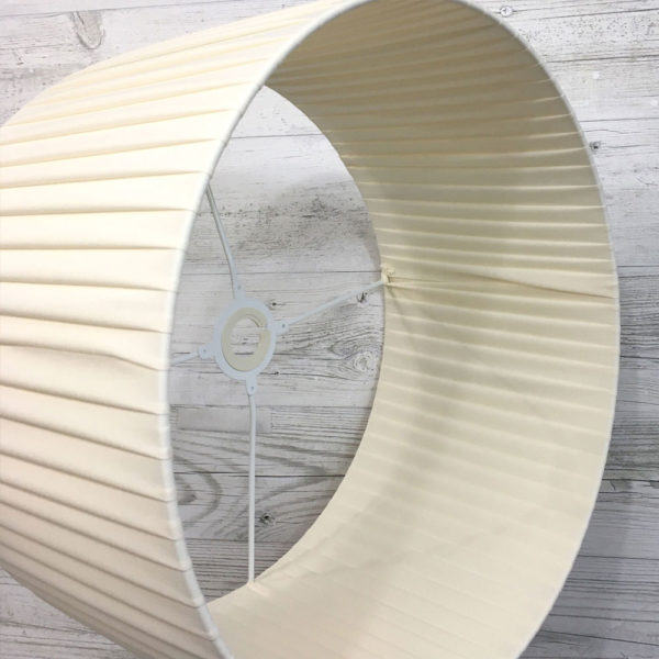 Cream Pleated Drum Lightshade shown on its side