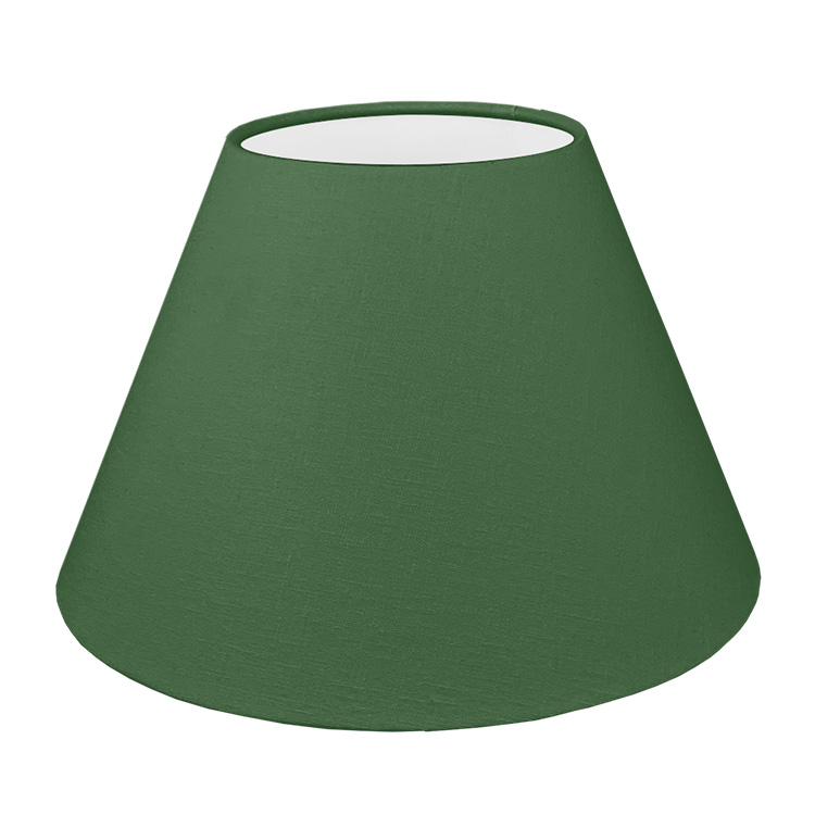 Our classic dark green empire lampshade shown with a standard white PVC lining