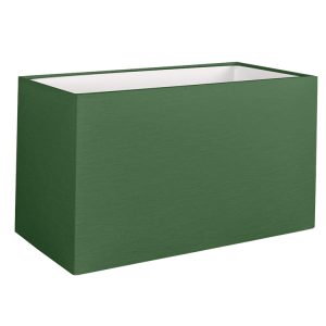 Our rectangle lampshade shown in dark green with a standard white PVC lining