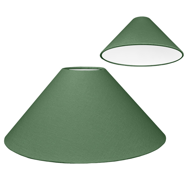 Classic Dark Green coolie lampshade shown with standard white PVC lining option