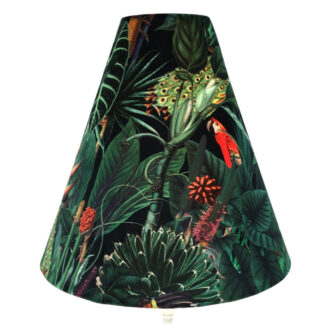 Dark Green Jungle Cone Lampshade in Sumatra Ebony velvet