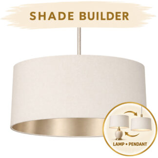 Champagne lined drum lampshade – customise with Shade Builder