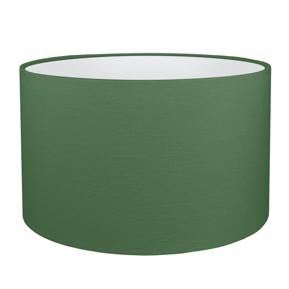 Dark Green Brushed Cotton Fabric Outer on Drum Lampshade