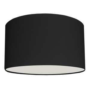 A black drum hanging ceiling lampshade with white removable diffuser