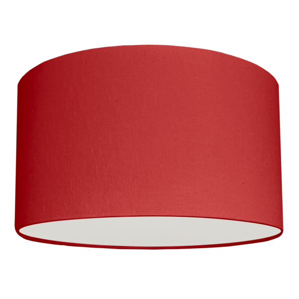 A red drum hanging pendant lightshade with white removable diffuser