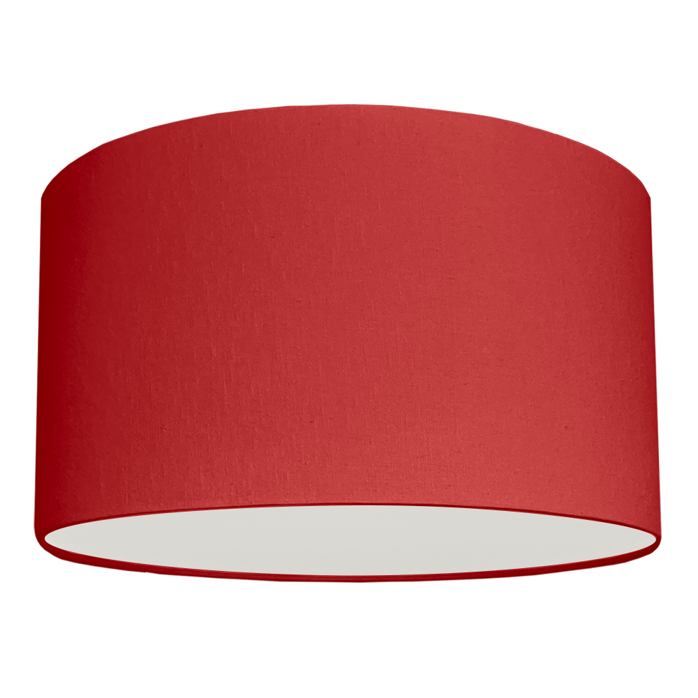 A red drum hanging pendant lightshade with white removable diffuser