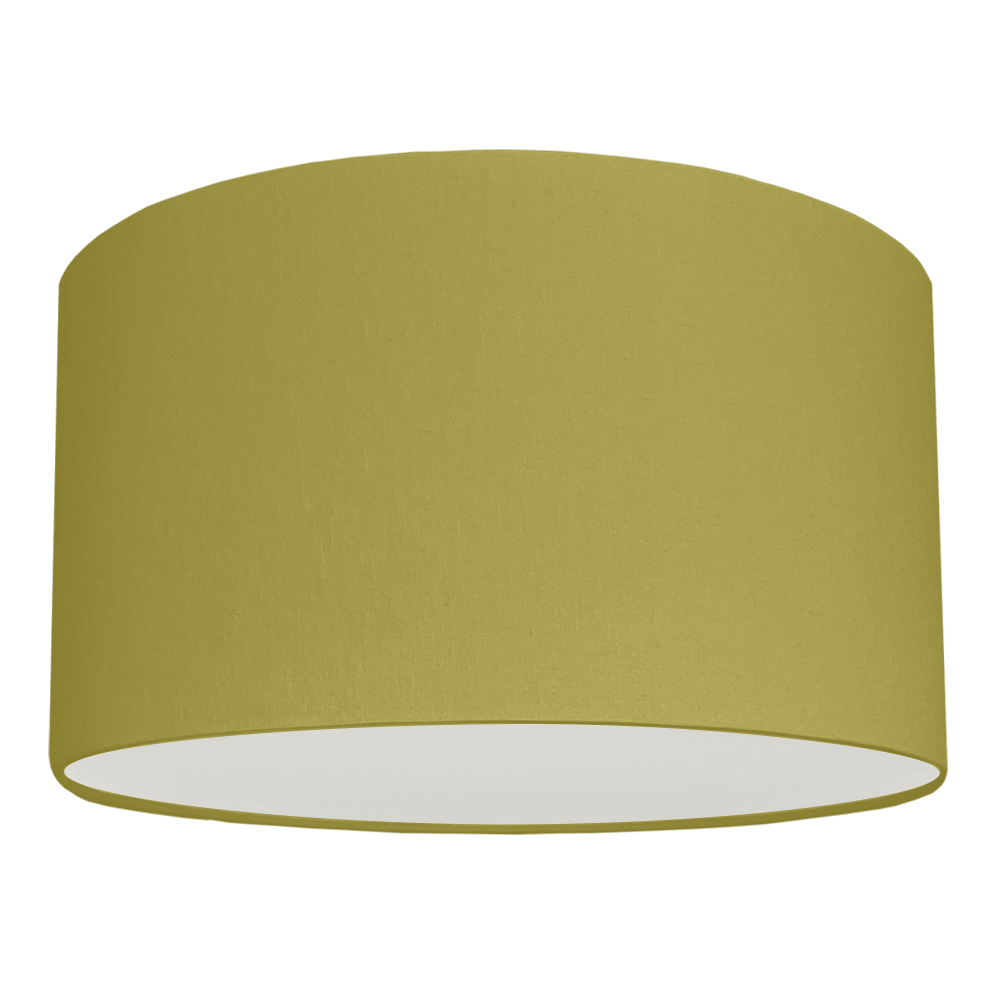 A kiwi green drum hanging ceiling lampshade with white removable diffuser