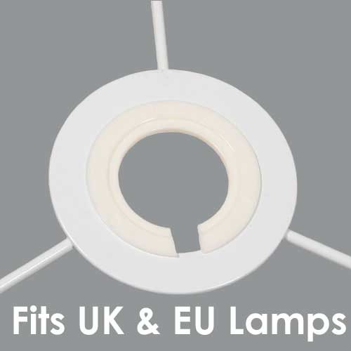 Lampshades come with a dual purpose fitting to fit all UK and EU table lamps