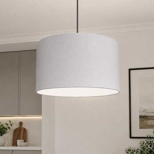 Light grey Easy Fit drum lampshade with diffuser