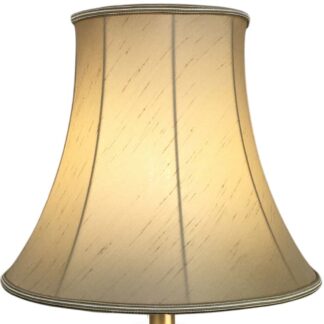Illuminated fawn faux silk bowed empire lampshade with subtle dupion texture