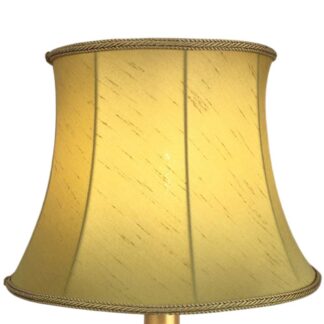 Old gold faux silk bowed drum lampshade with subtle dupion texture