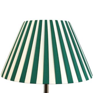 Green and cream pleated empire lampshade with elegant gathered fabric finish