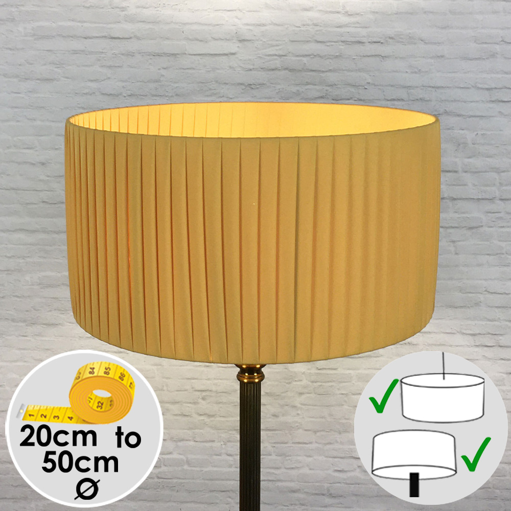 Pleated Drum Lampshade in Gold Ribbon. Switched On