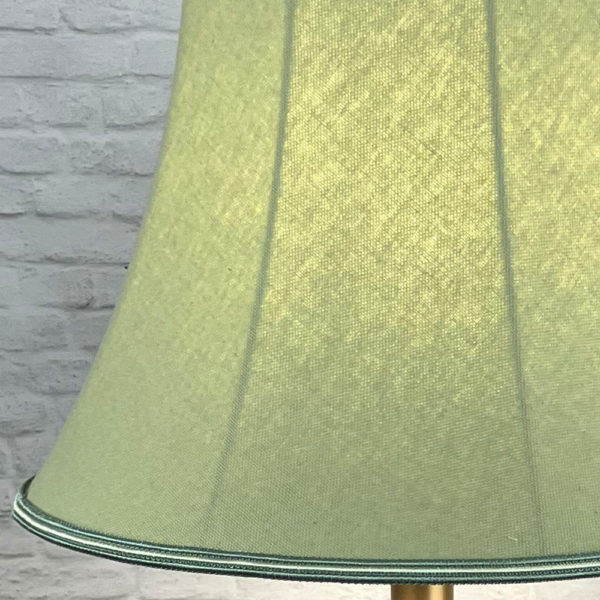 Vintage Floor lamp in Green Brushed Cotton with a close up of the two tone trim