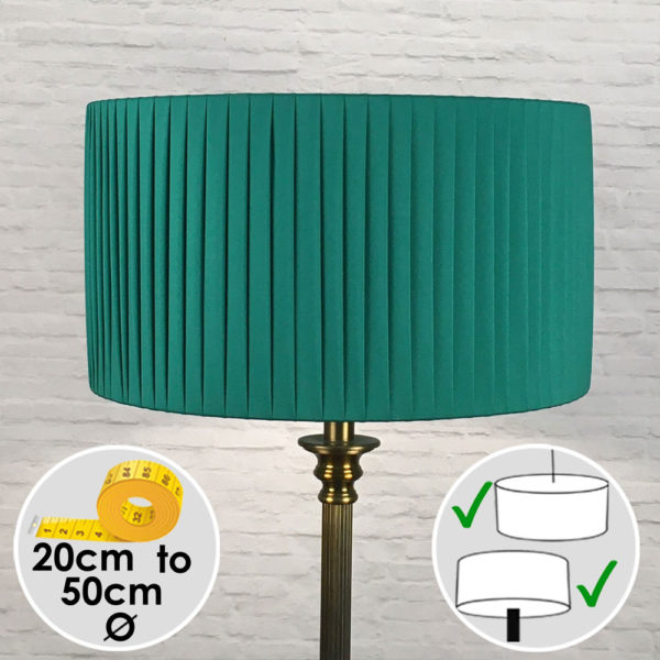 Pleated Drum Lampshade in Green Ribbon. Switched On