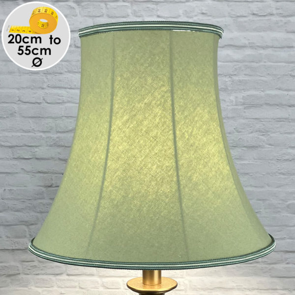 Traditional Pear Green Brushed Cotton Bowed Empire Lampshade with a two tone green and oyster soutache trim for all Table, Floor and Standard Lamps