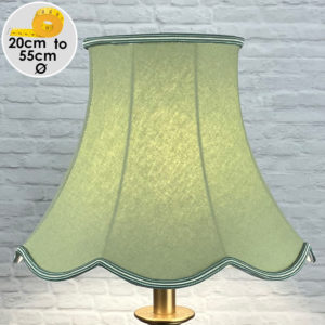 Green Scalloped Lampshade on a Table lamp