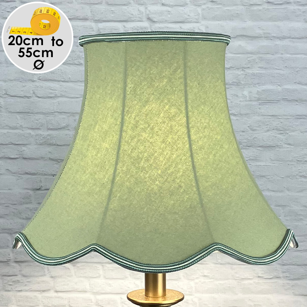 Green Scalloped Lampshade on a Table lamp