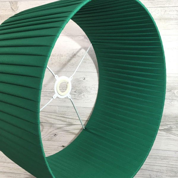 Green Pleated Drum Lightshade shown on its side